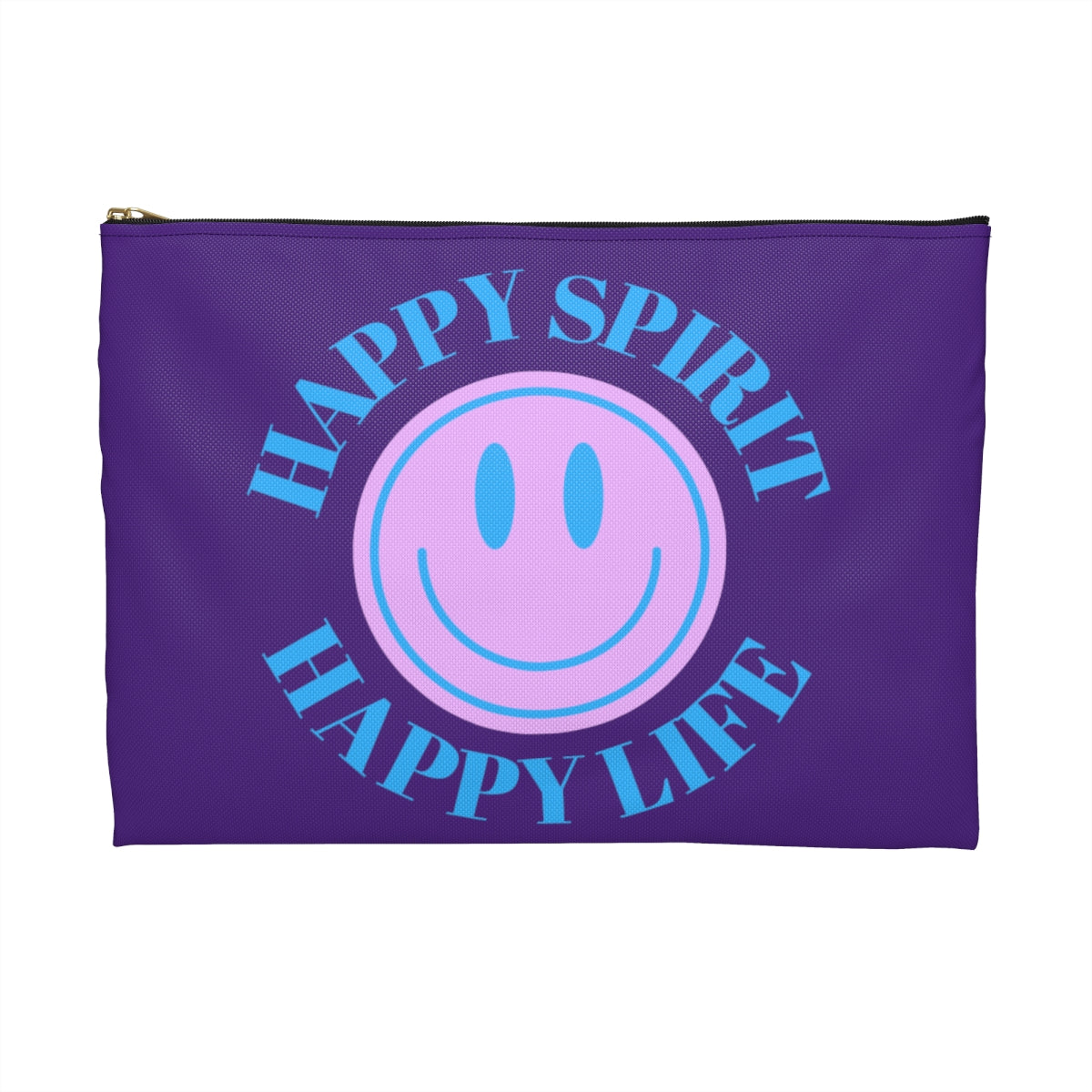 Happy Spirit Happy Life Accessory Pouch, Y2K Pouch, Vsco Girl Make Up Bag, Tumblr Smile Bag, Purple Case, Pencil Case, Travel Case,