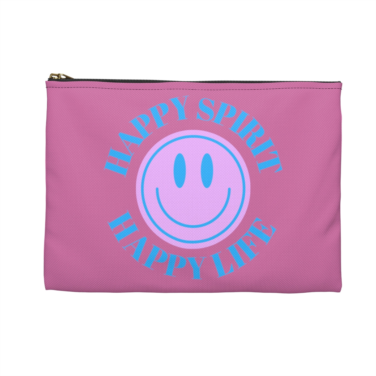 Happy Spirit Happy Life Accessory Pouch, Y2K Pouch, Vsco Girl Make Up Bag, Tumblr Smile Bag, Purple Case, Pencil Case, Travel Case,