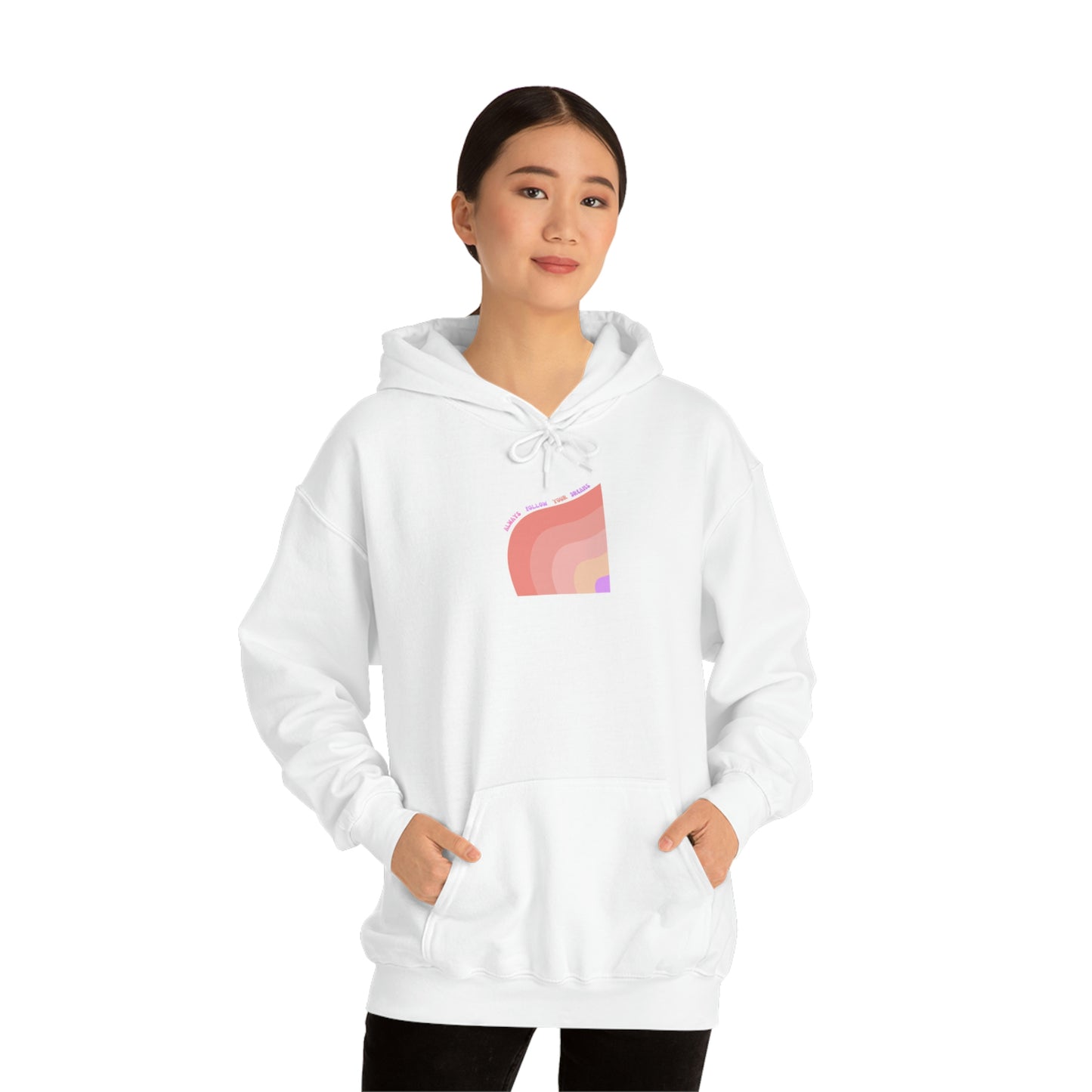 Aesthetic Hoodie, Positivity Hoodie, Always Follow Your Dreams Trendy Vsco Hoodie Graphic Aesthetic Pink Gift, Retro Rainbow Sweatshirt