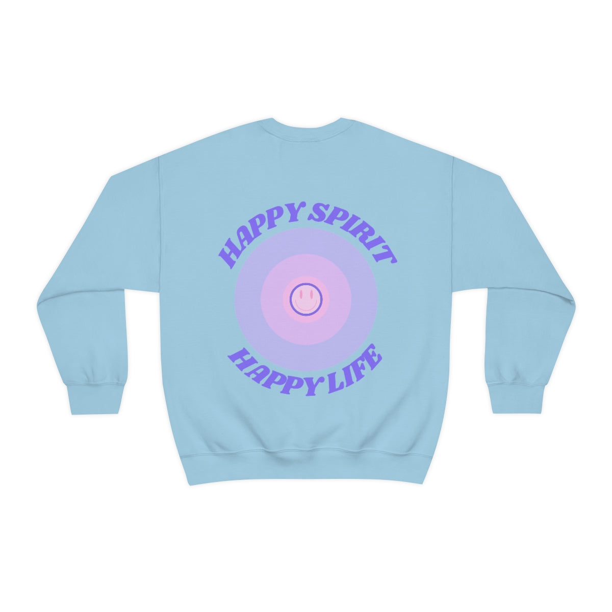 Retro Happy Spirit Happy Life Lavender Lilac Pink Smile Graphic Crewneck, VSCO Girl Sweatshirt, Tumblr Oversized Trendy Back Print Pullover