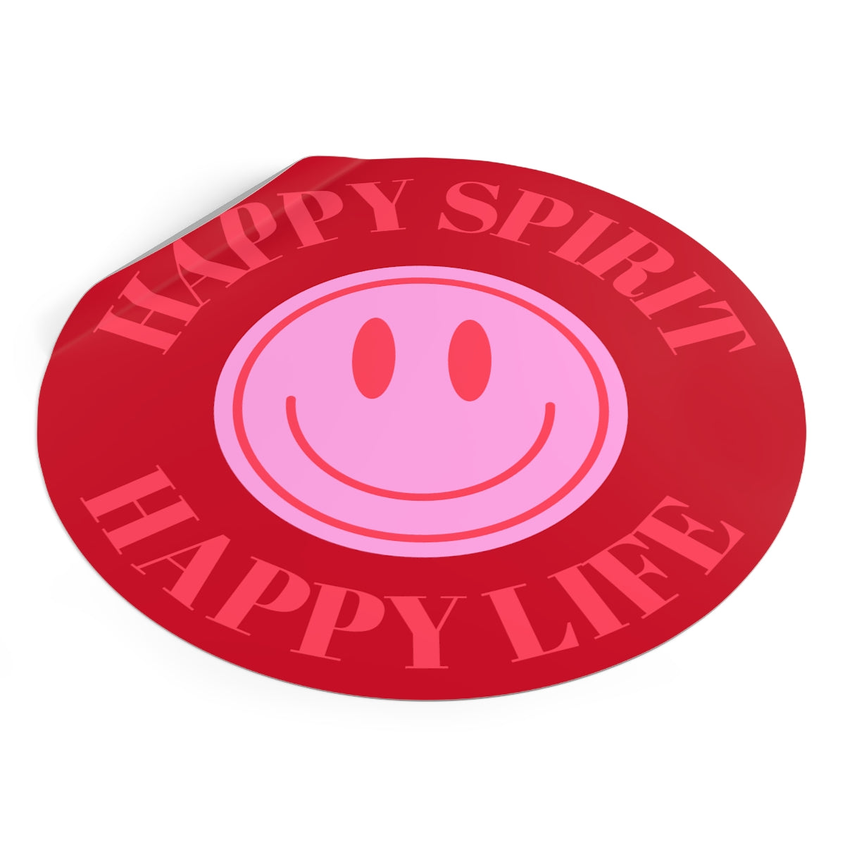 Happy Spirit Happy Life Round Vinyl Stickers, UV Smiley Stickers, Smile Sticker, Tumblr Retro Smile, VSCO Girl, Computer, Skateboard