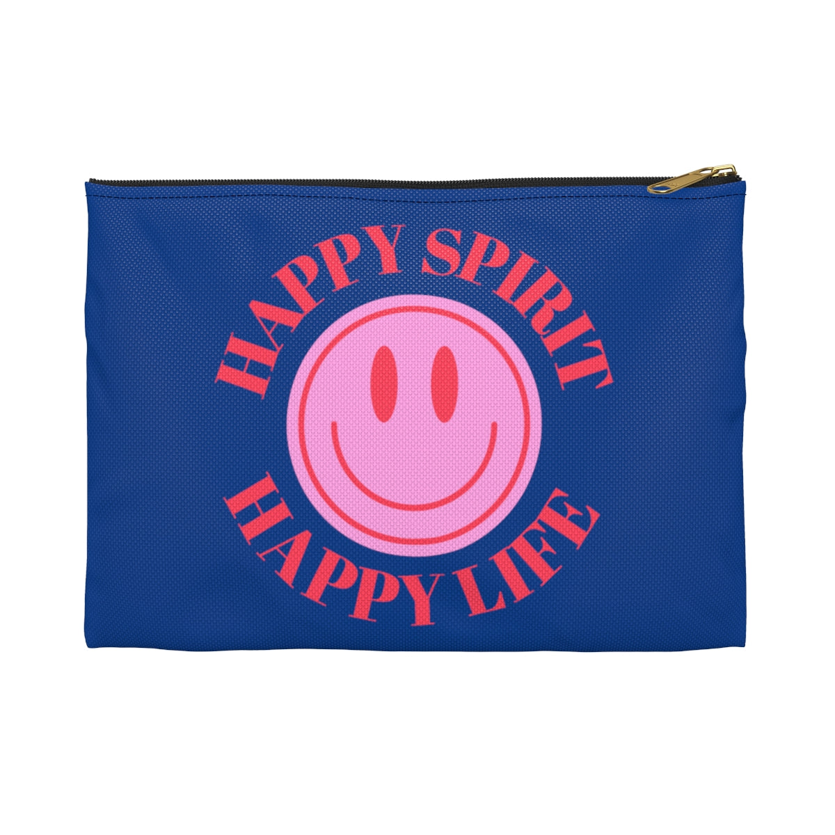 Happy Spirit Happy Life Accessory Pouch, Y2K Pouch, Vsco Girl Make Up Bag, Tumblr Smile Bag, Purple Case, Pencil Case, Travel Case,