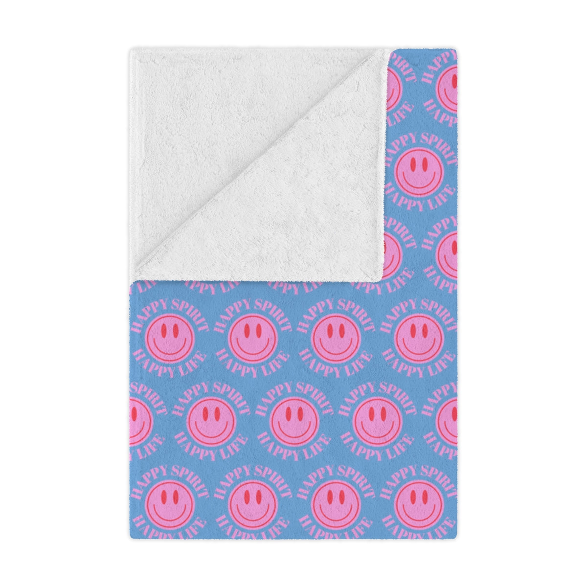 Adult Pink Smile Minky Blanket, Happy Spirit Happy Life Happy Mind Blanket, Aesthetic Blanket, Adult Fleece Smile Pink Y2k Throw