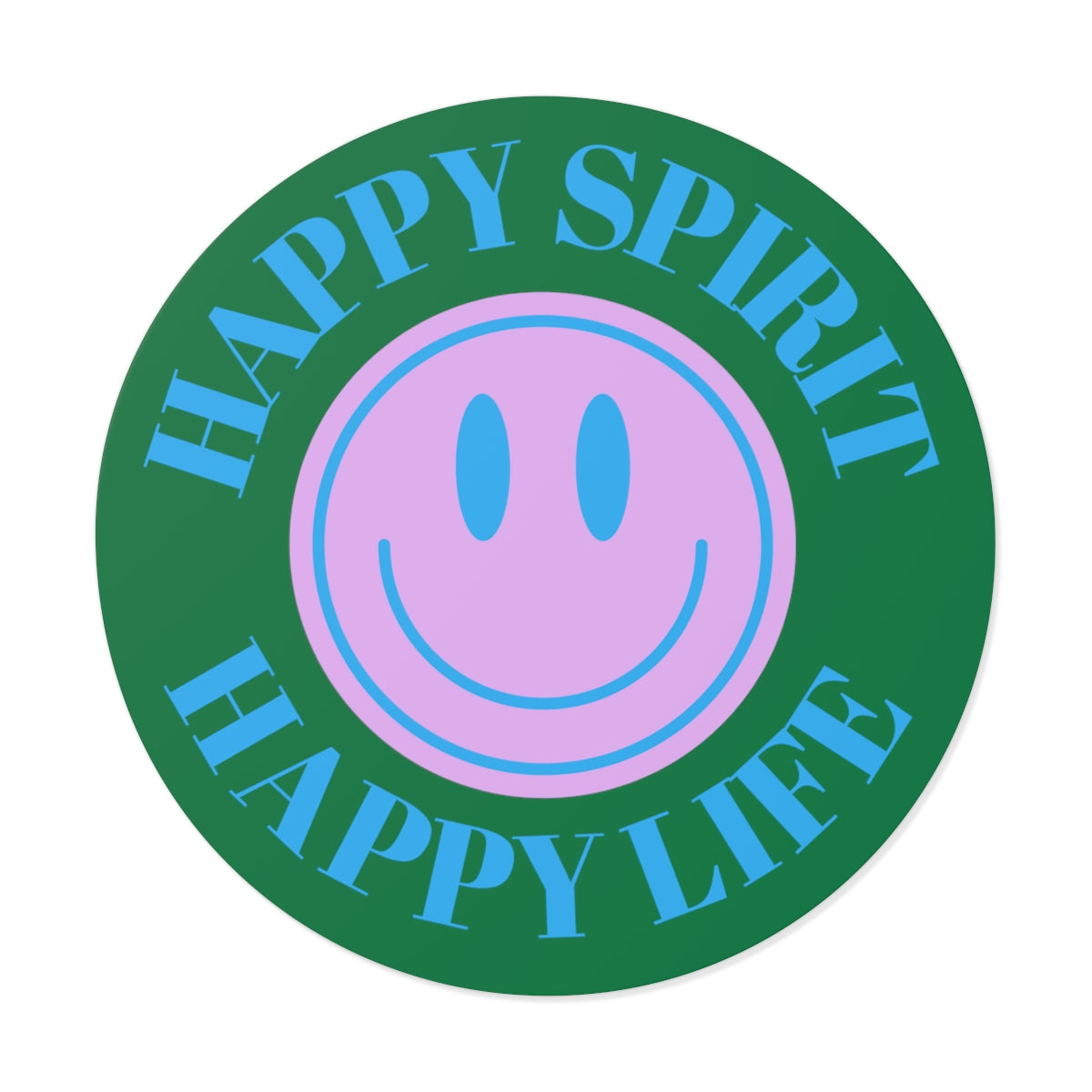 Happy Spirit Happy Life Round Vinyl Stickers, UV Smiley Stickers, Smile Sticker, Tumblr Retro Smile, VSCO Girl, Computer, Skateboard