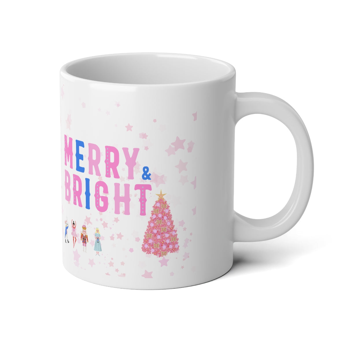 Pink Blue Nutcracker Star Jumbo Mug, Aesthetic Large Mug, Pink Christmas Mug, Trendy Coffee Huge Mug, Pink Holiday Tumblr Mug