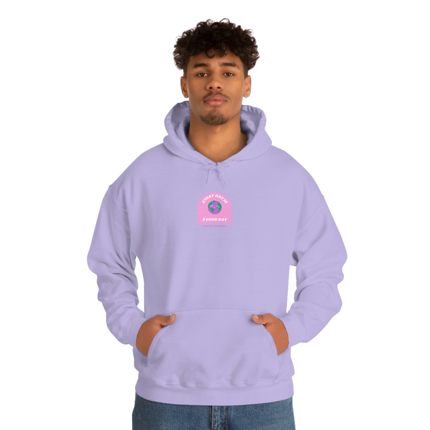 Retro Every Day is a Good Day, Its All About Perspective Earth Pink Purple Back Graphic Hoodie, VSCO Girl Oversized Trendy Tumblr Sweatshirt