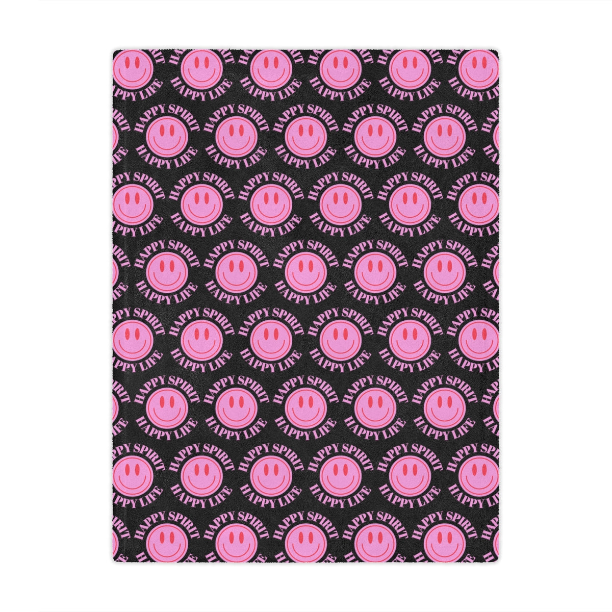 Adult Pink Smile Minky Blanket, Happy Spirit Happy Life Happy Mind Blanket, Aesthetic Blanket, Adult Fleece Smile Pink Y2k Throw