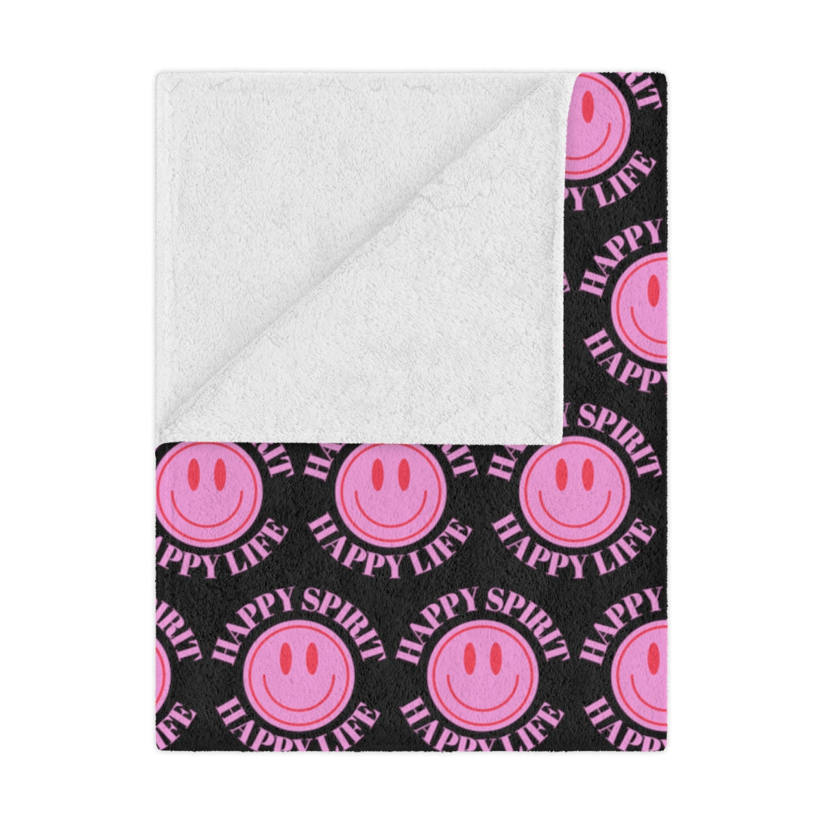 Adult Pink Smile Minky Blanket, Happy Spirit Happy Life Happy Mind Blanket, Aesthetic Blanket, Adult Fleece Smile Pink Y2k Throw