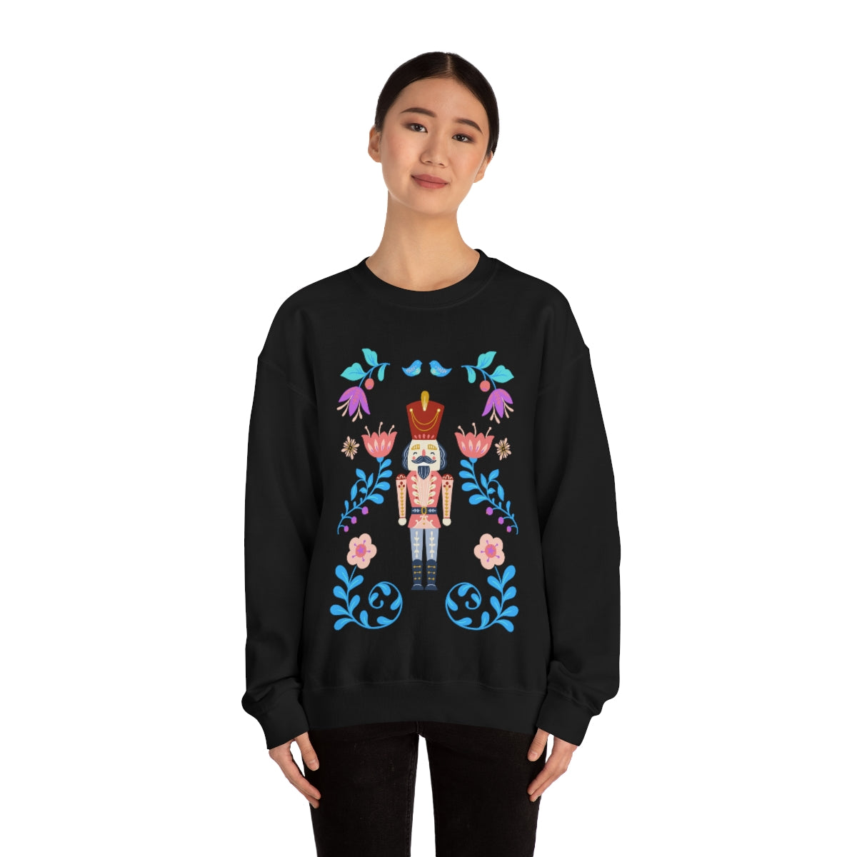 Nutcracker Modern Sweatshirt, Blue Nutcracker Sweatshirt, Trendy Christmas Minimalist  Sweatshirt, Xmas Crewneck Bright Color Crewneck