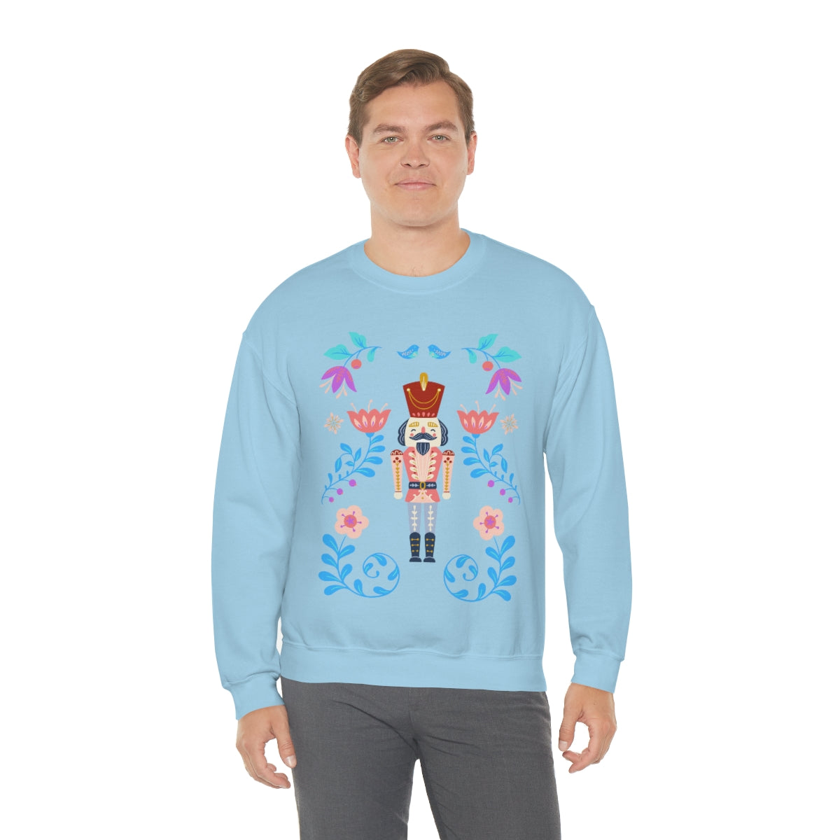 Nutcracker Modern Sweatshirt, Blue Nutcracker Sweatshirt, Trendy Christmas Minimalist  Sweatshirt, Xmas Crewneck Bright Color Crewneck