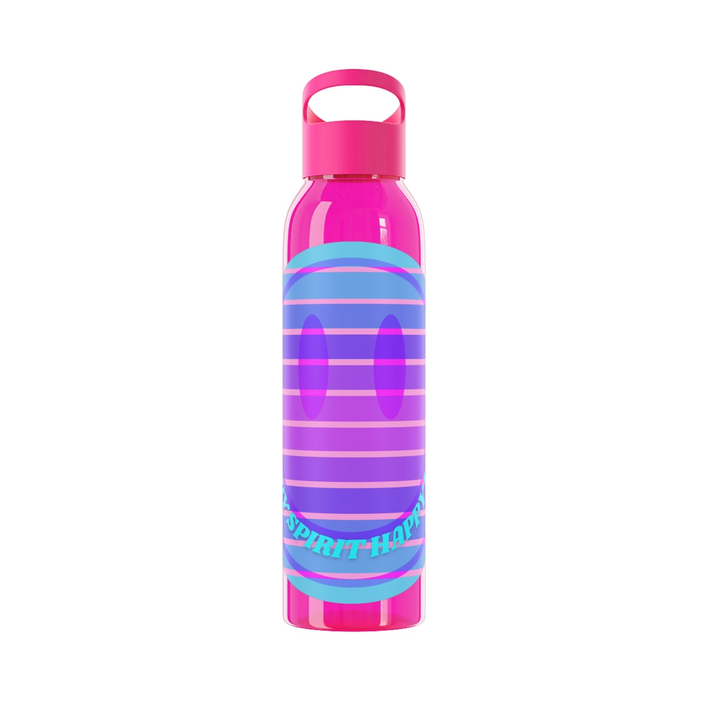 Aesthetic Happy Spirit Happy Life Water Bottle,  Aesthetic Pink, Smile Face, Trendy Tumblr Bottle, Happy Mind Tumbler, BPA Free Smil