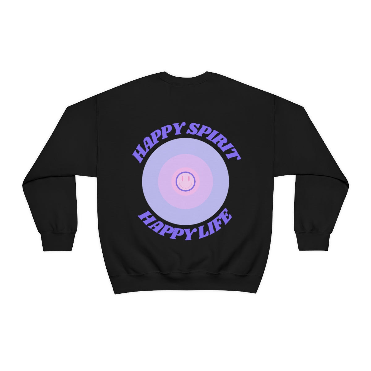 Retro Happy Spirit Happy Life Lavender Lilac Pink Smile Graphic Crewneck, VSCO Girl Sweatshirt, Tumblr Oversized Trendy Back Print Pullover