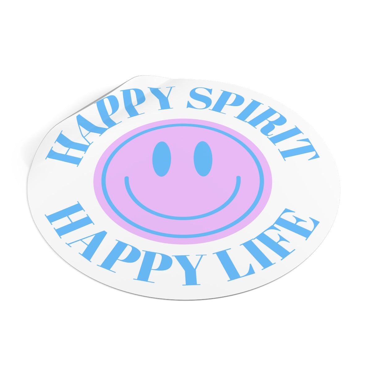 Happy Spirit Happy Life Round Vinyl Stickers, UV Smiley Stickers, Smile Sticker, Tumblr Retro Smile, VSCO Girl, Computer, Skateboard, Bumper