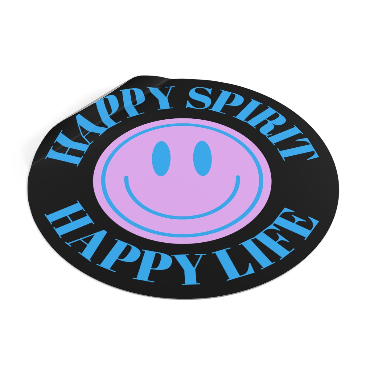 Happy Spirit Happy Life Round Vinyl Stickers, UV Smiley Stickers, Smile Sticker, Tumblr Retro Smile, VSCO Girl, Computer, Skateboard, Bumper