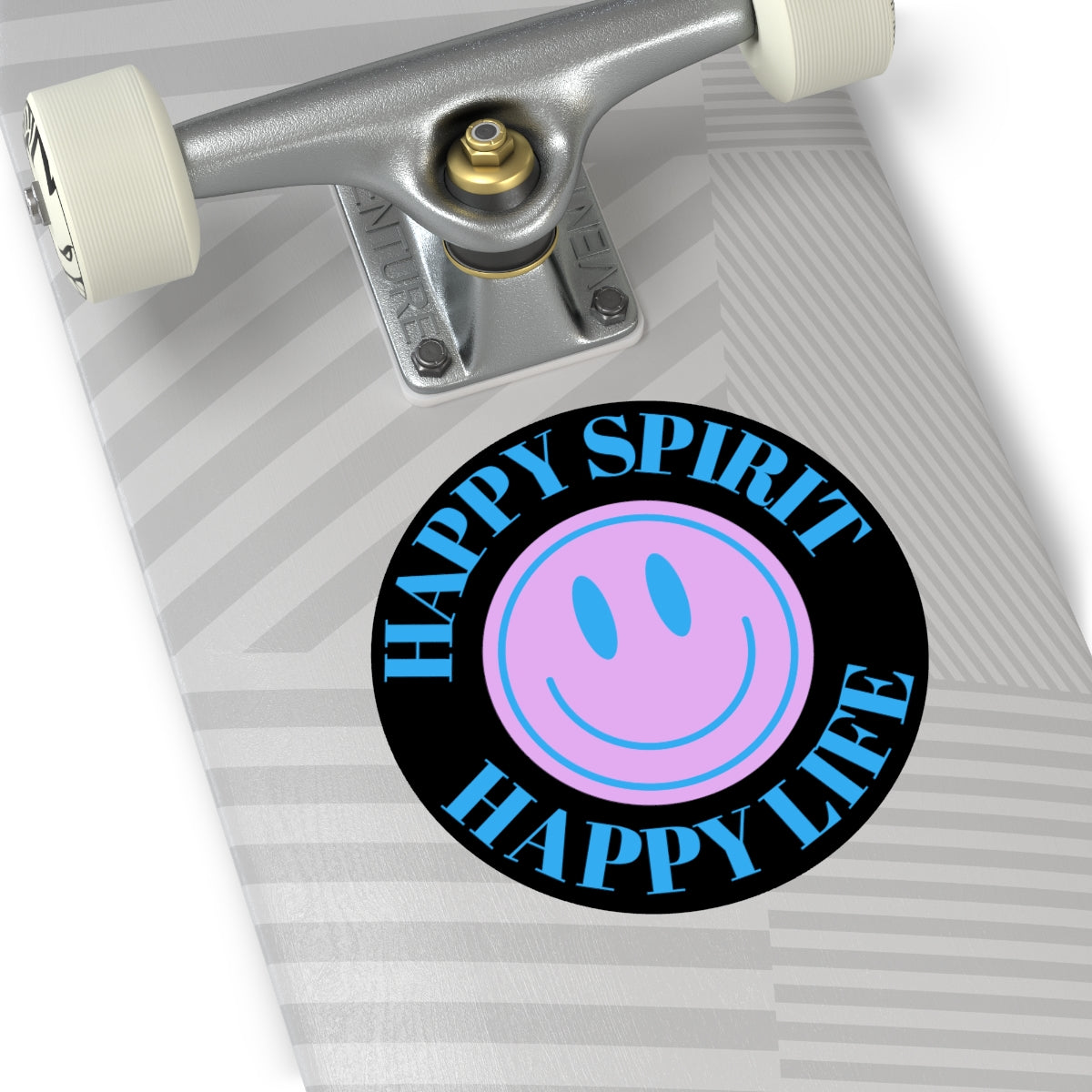 Happy Spirit Happy Life Round Vinyl Stickers, UV Smiley Stickers, Smile Sticker, Tumblr Retro Smile, VSCO Girl, Computer, Skateboard, Bumper