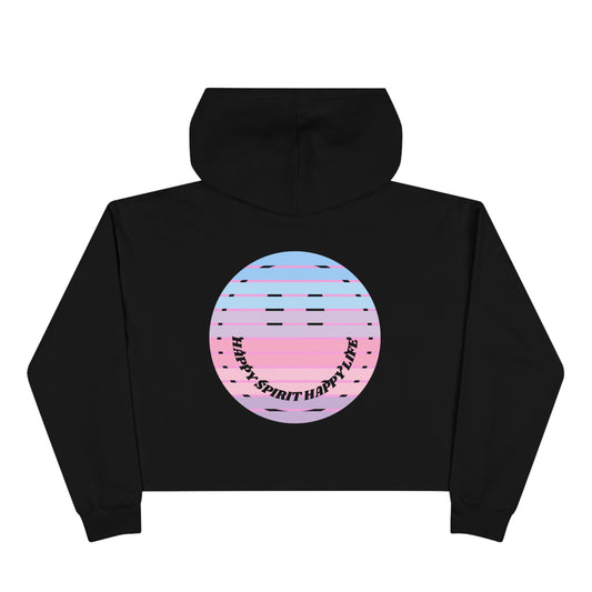 Aesthetic Cropped Hoodie, Smile Face Crop Top, Happy Spirit Happy Life Sunset Smile Cropped Top, Smile Hoodie, Hooded Cropped Pullover