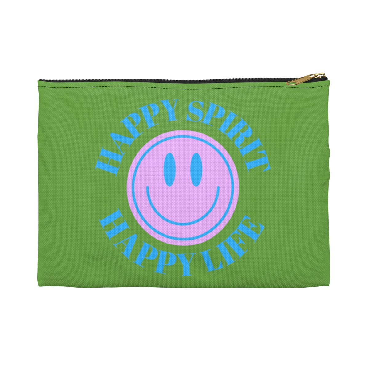 Happy Spirit Happy Life Accessory Pouch, Y2K Pouch, Vsco Girl Make Up Bag, Tumblr Smile Bag, Purple Case, Pencil Case, Travel Case,