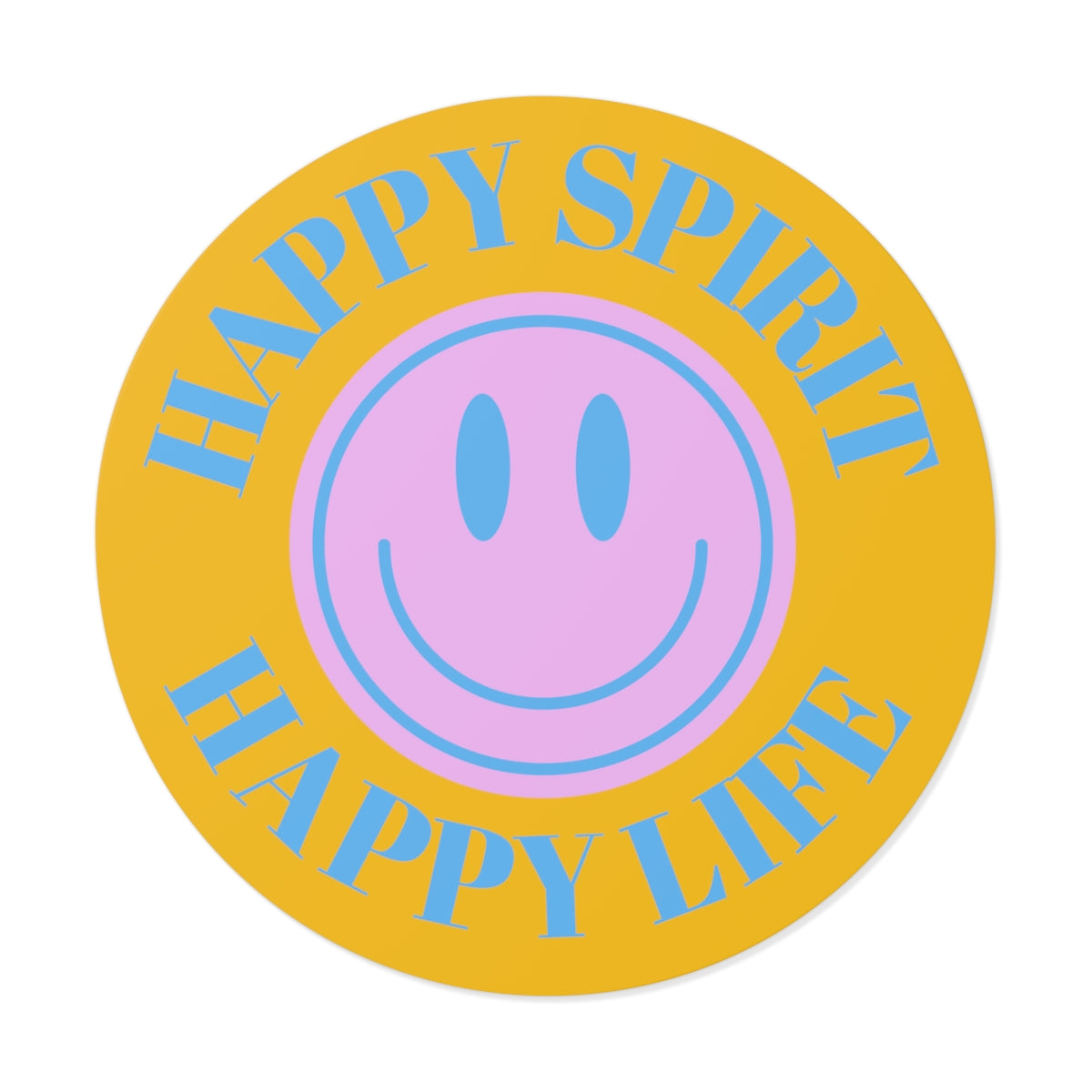 Happy Spirit Happy Life Round Vinyl Stickers, UV Smiley Stickers, Smile Sticker, Tumblr Retro Smile, VSCO Girl, Computer, Skateboard