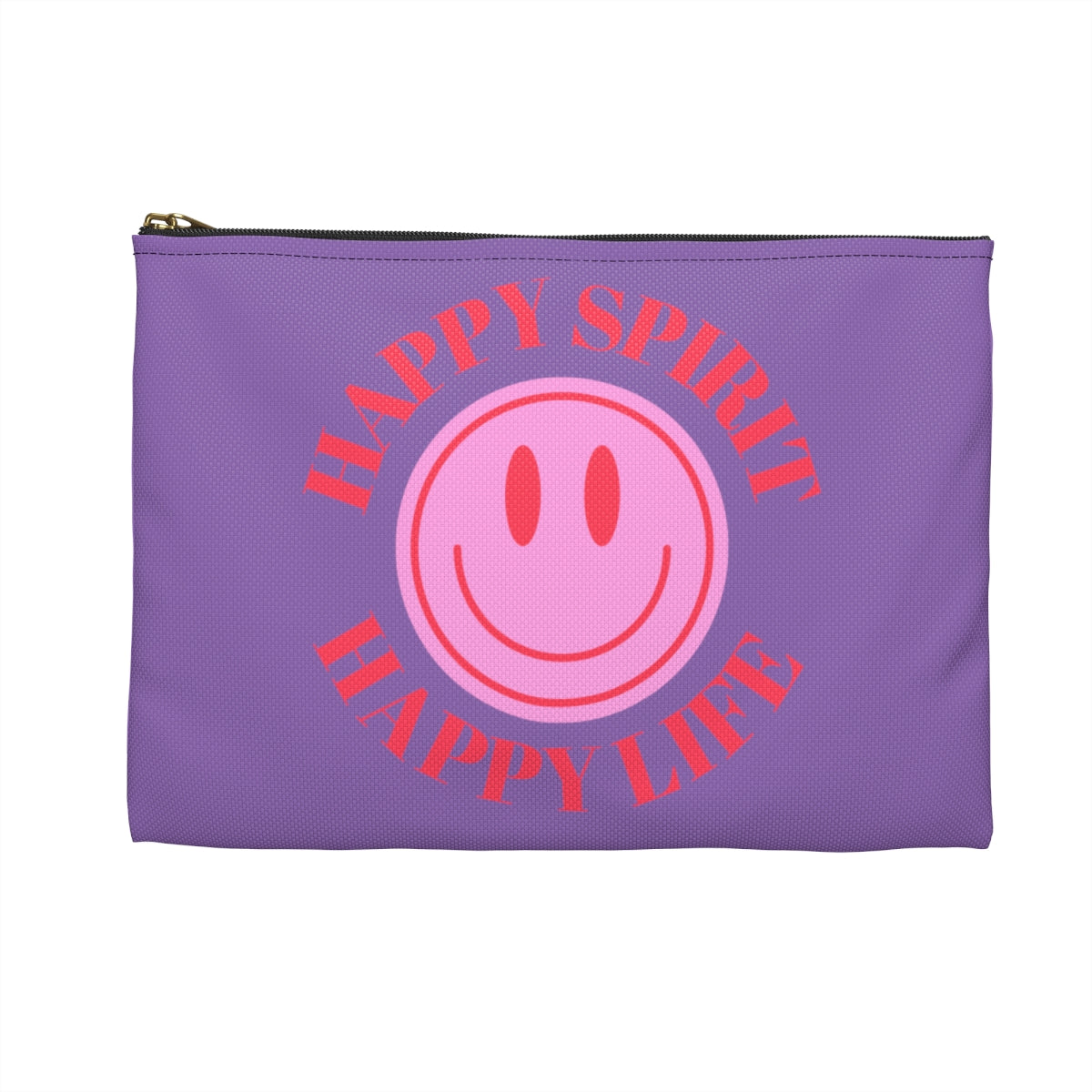 Happy Spirit Happy Life Accessory Pouch, Y2K Pouch, Vsco Girl Make Up Bag, Tumblr Smile Bag, Purple Case, Pencil Case, Travel Case,