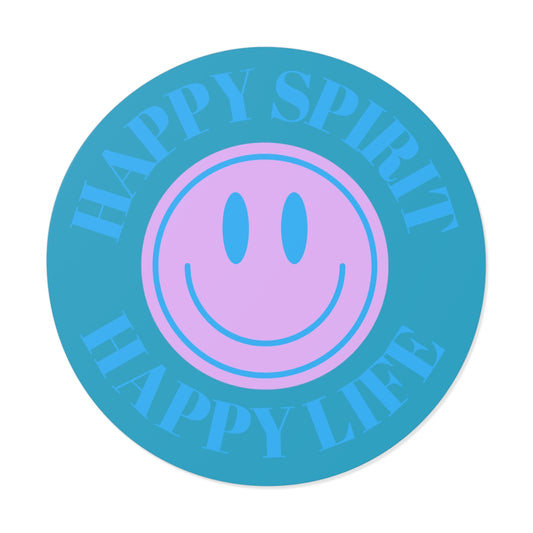 Happy Spirit Happy Life Round Vinyl Stickers, UV Smiley Stickers, Smile Sticker, Tumblr Retro Smile, VSCO Girl, Computer, Skateboard