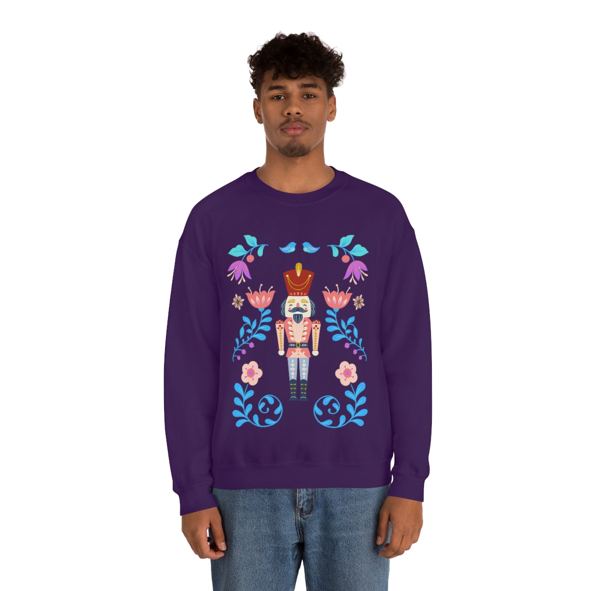 Nutcracker Modern Sweatshirt, Blue Nutcracker Sweatshirt, Trendy Christmas Minimalist  Sweatshirt, Xmas Crewneck Bright Color Crewneck
