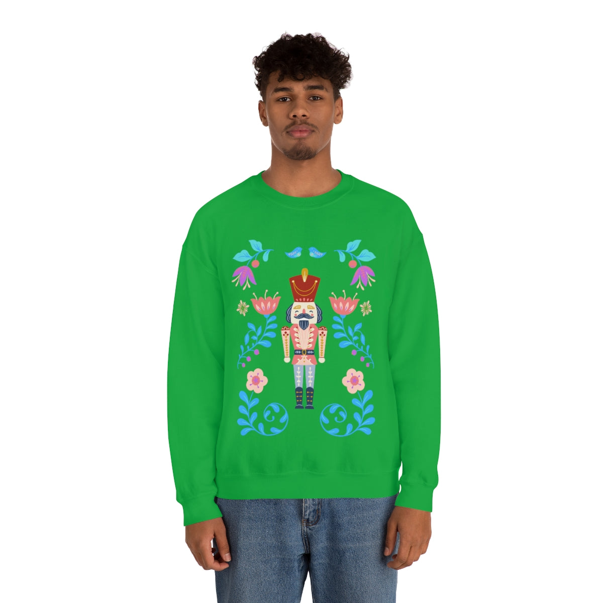Nutcracker Modern Sweatshirt, Blue Nutcracker Sweatshirt, Trendy Christmas Minimalist  Sweatshirt, Xmas Crewneck Bright Color Crewneck