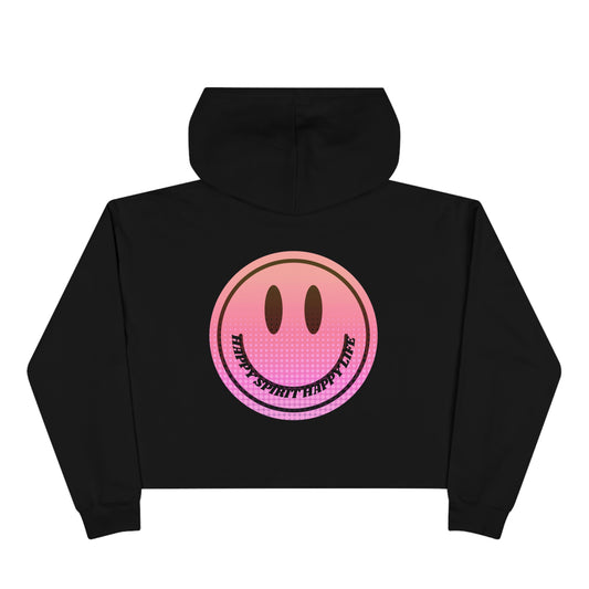 Aesthetic Cropped Hoodie, Smile Face Crop Top, Happy Spirit Happy Life Sunset Smile Cropped Top, Smile Hoodie, Hooded Cropped Pullover