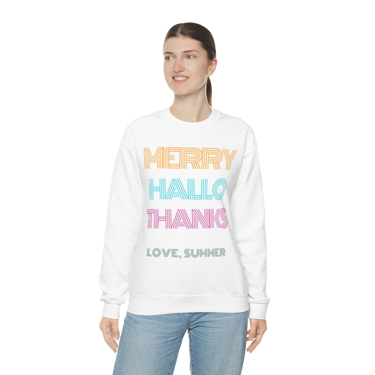 Funny Holiday Sweatshirt, Merry Christmas Halloween, Thanksgiving, Love Summer, Retro Neon Font, Trendy, Vsco Girl, Tumblr Oversized 3 in 1