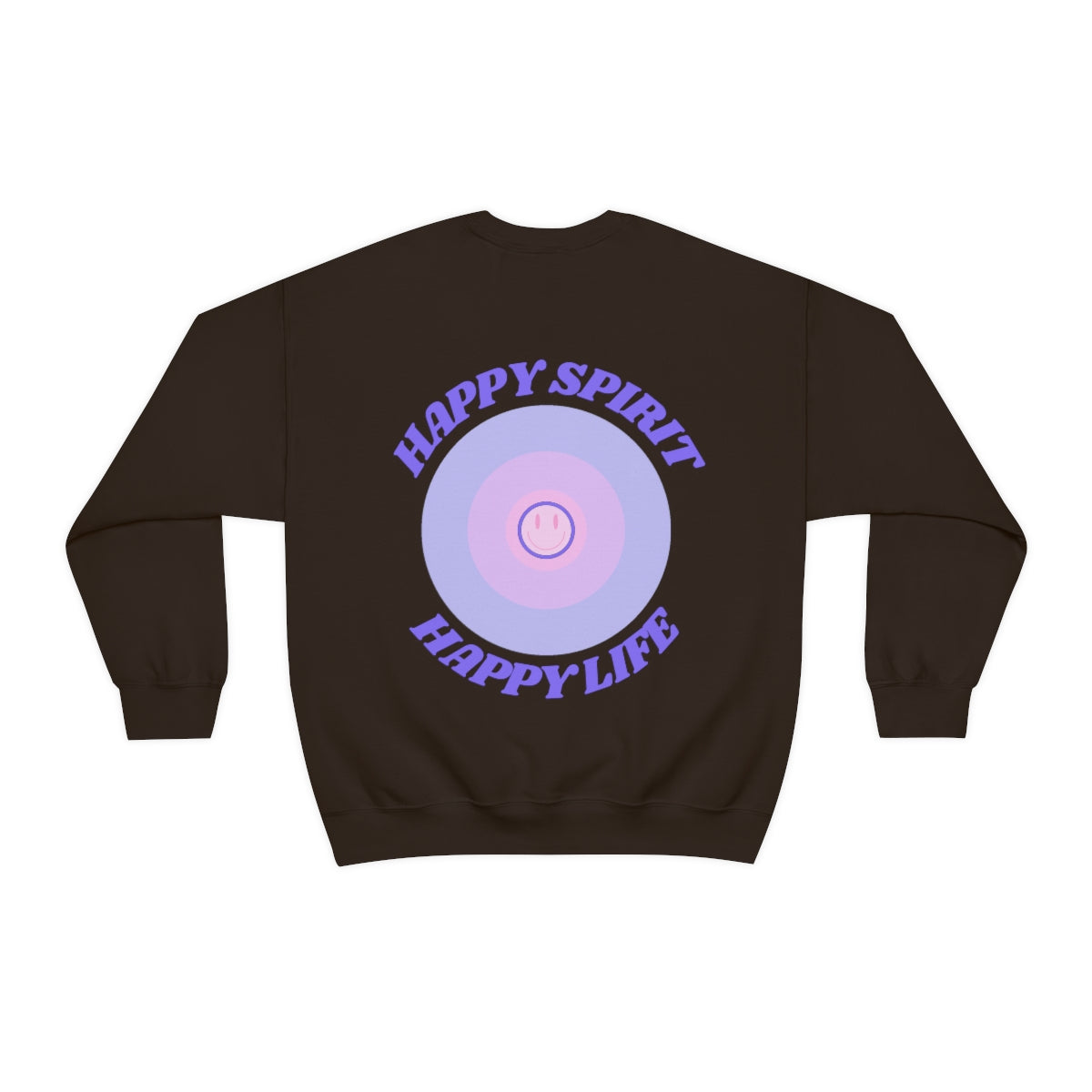 Retro Happy Spirit Happy Life Lavender Lilac Pink Smile Graphic Crewneck, VSCO Girl Sweatshirt, Tumblr Oversized Trendy Back Print Pullover