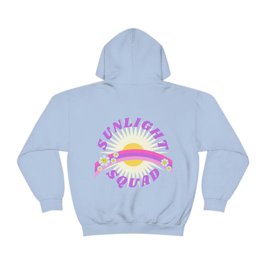 Retro Smile Flower Pink Purple Lavender Lilac Hoodie, Sunlight Squad Sweatshirt, Back Graphic Hoodie, VSCO Girl Oversized Trendy Tumblr Top