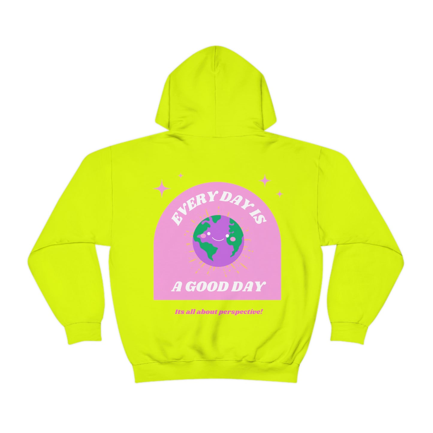 Retro Every Day is a Good Day, Its All About Perspective Earth Pink Purple Back Graphic Hoodie, VSCO Girl Oversized Trendy Tumblr Sweatshirt