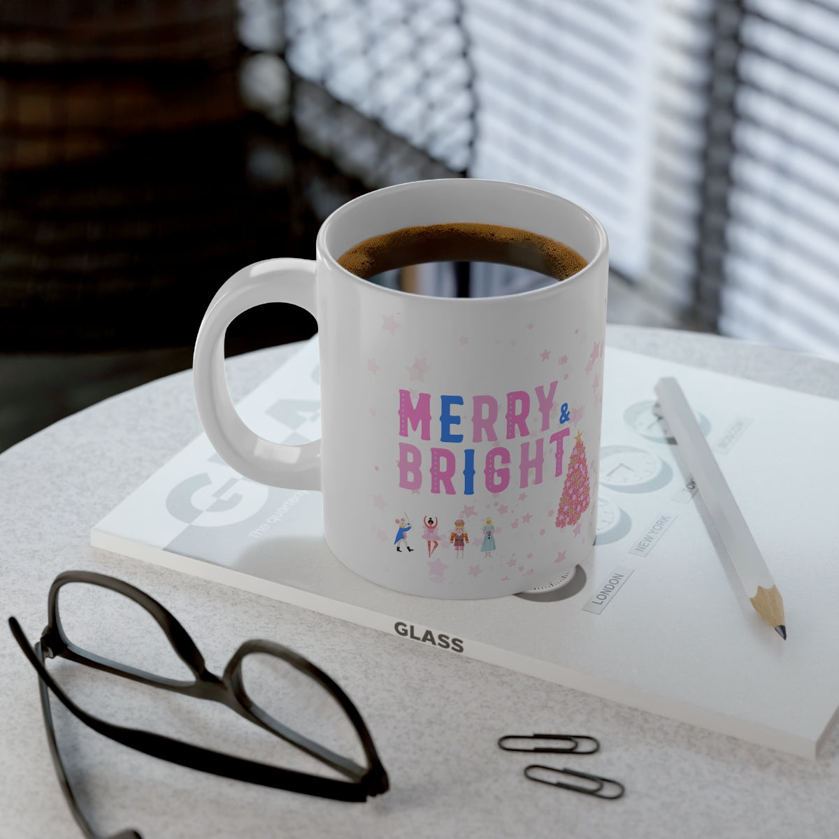 Pink Blue Nutcracker Star Jumbo Mug, Aesthetic Large Mug, Pink Christmas Mug, Trendy Coffee Huge Mug, Pink Holiday Tumblr Mug