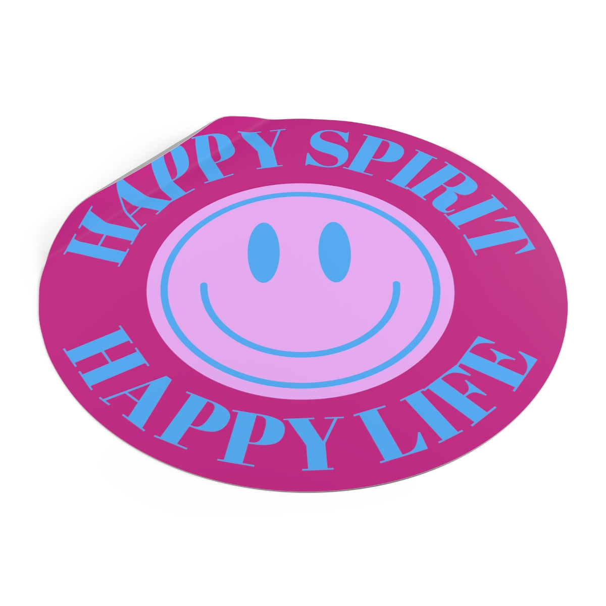 Happy Spirit Happy Life Round Vinyl Stickers, UV Smiley Stickers, Smile Sticker, Tumblr Retro Smile, VSCO Girl, Computer, Skateboard