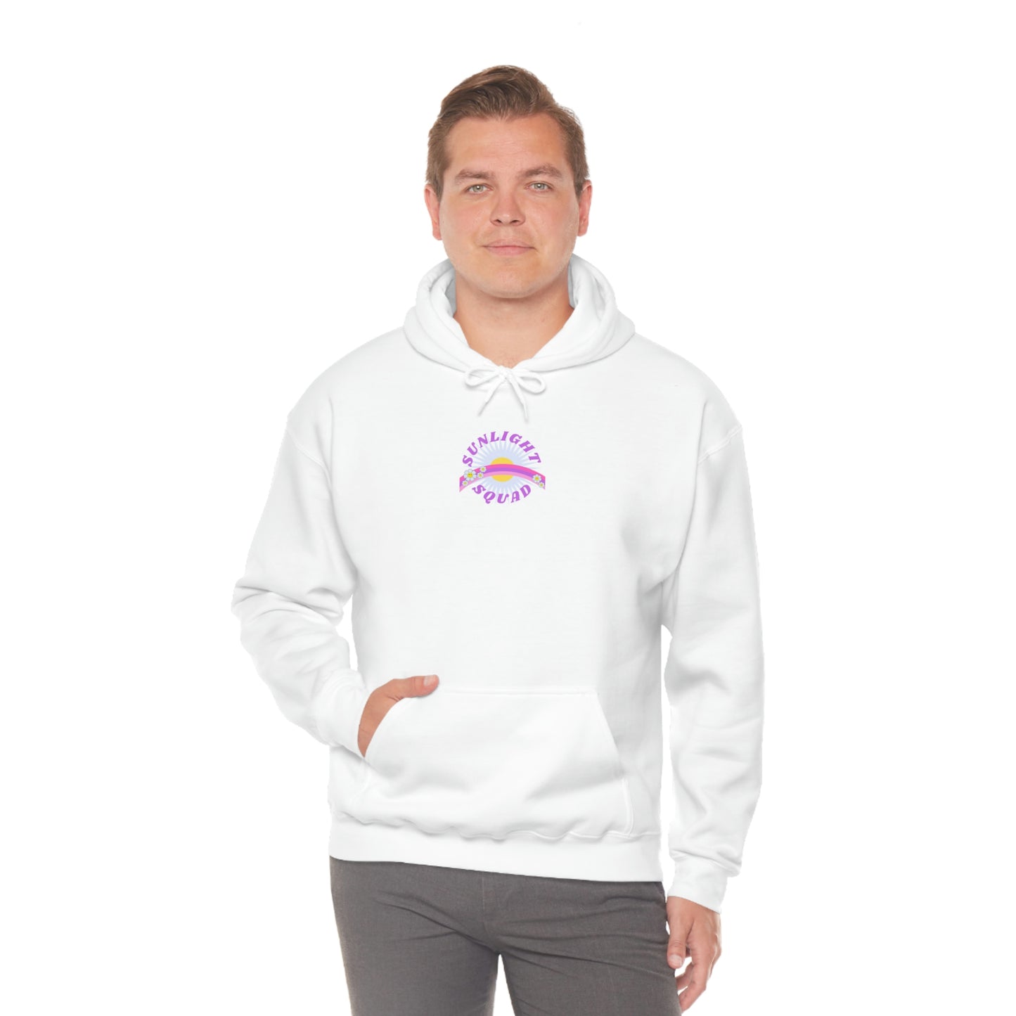 Retro Smile Flower Pink Purple Lavender Lilac Hoodie, Sunlight Squad Sweatshirt, Back Graphic Hoodie, VSCO Girl Oversized Trendy Tumblr Top