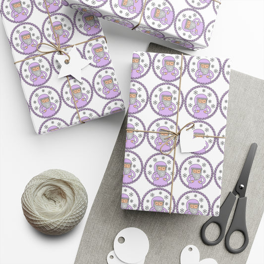 Purple Santa Gift Wrap Paper, Lavender Santa Claus Paper, Pastel Christmas Paper, Purple Holiday Wrapping Paper