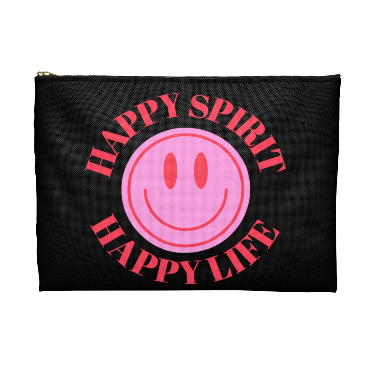 Happy Spirit Happy Life Accessory Pouch, Y2K Pouch, Vsco Girl Make Up Bag, Tumblr Smile Bag, Purple Case, Pencil Case, Travel Case,