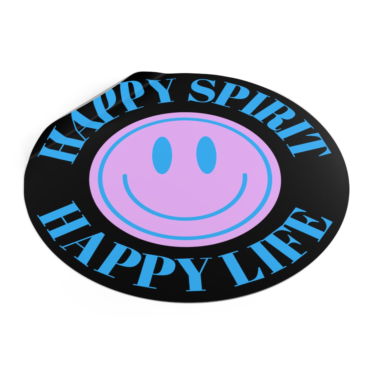 Happy Spirit Happy Life Round Vinyl Stickers, UV Smiley Stickers, Smile Sticker, Tumblr Retro Smile, VSCO Girl, Computer, Skateboard, Bumper