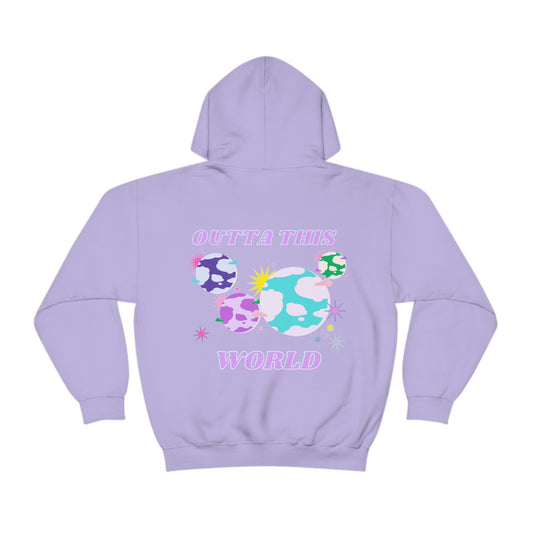 Retro Outta This World Lilac Orchid Lavender Graphic Hoodie, VSCO Girl Sweatshirt, Tumblr Hoodie, Oversized Trendy Back Print Top Rare Color