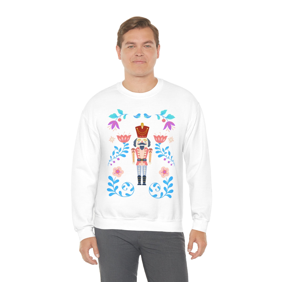 Nutcracker Modern Sweatshirt, Blue Nutcracker Sweatshirt, Trendy Christmas Minimalist  Sweatshirt, Xmas Crewneck Bright Color Crewneck