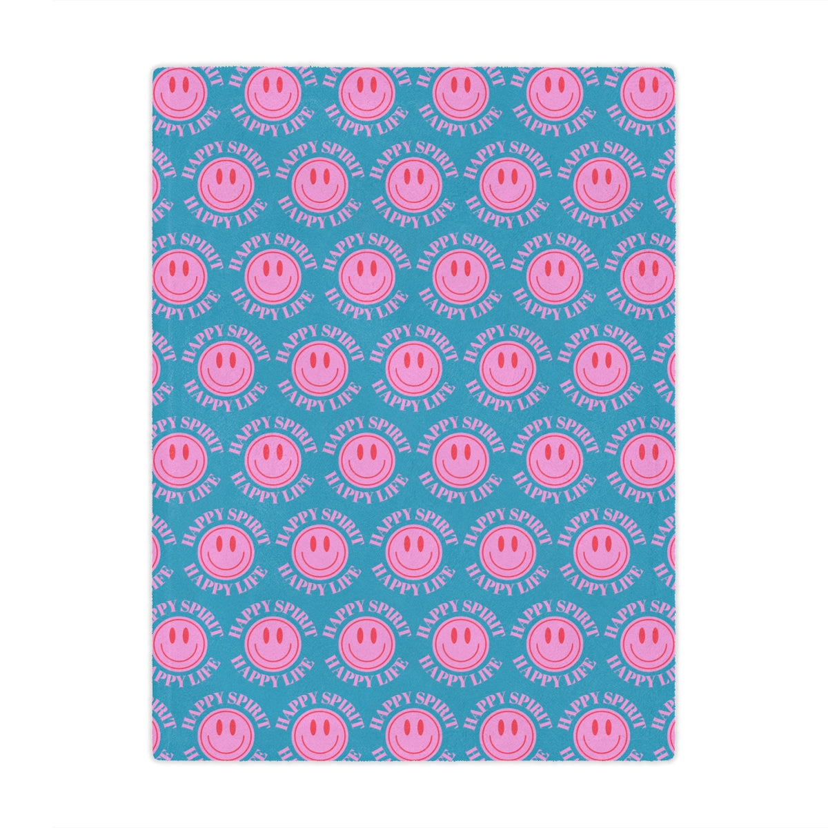 Adult Pink Smile Minky Blanket, Happy Spirit Happy Life Happy Mind Blanket, Aesthetic Blanket, Adult Fleece Smile Pink Y2k Throw