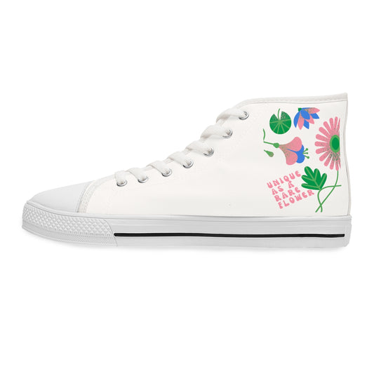 Plant Theme Sneakers, Unique as a Rare Flower Sneakers, Canvas Flower Print Chucks, Positivity High Tops