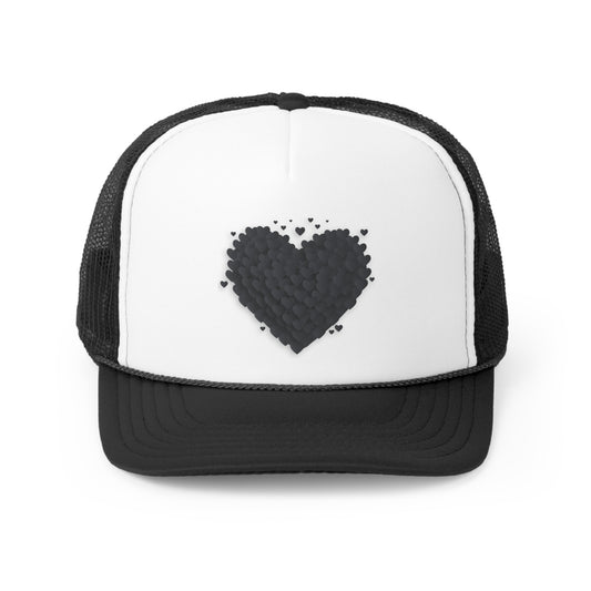 Aesthetic 3d Black Heart Hat, Tumblr Hat, Trendy Trucker Hat, Vsco Girl, Graphic Trucker Hat, Baseball Hat