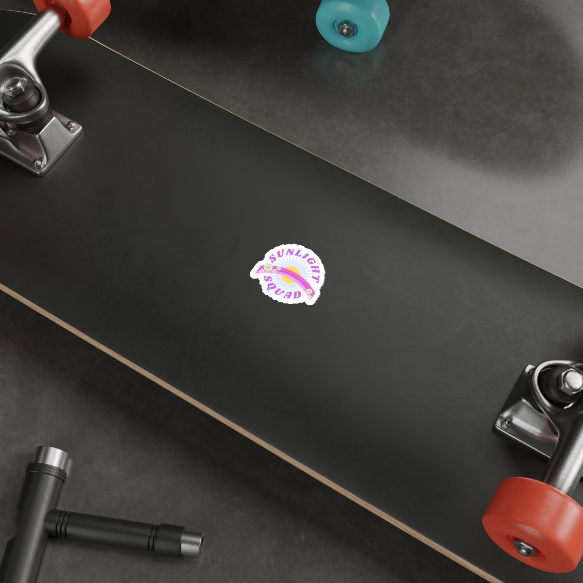 Aesthetic Sticker Sunlight Squad, Smile Flower Happy Mind Die-Cut Sticker, Positivity Pink Purple Earth Smile Y2K Graphic Sticker