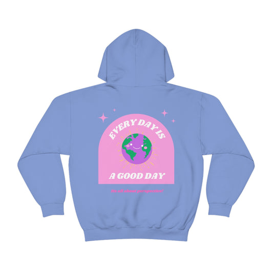 Retro Every Day is a Good Day, Its All About Perspective Earth Pink Purple Back Graphic Hoodie, VSCO Girl Oversized Trendy Tumblr Sweatshirt