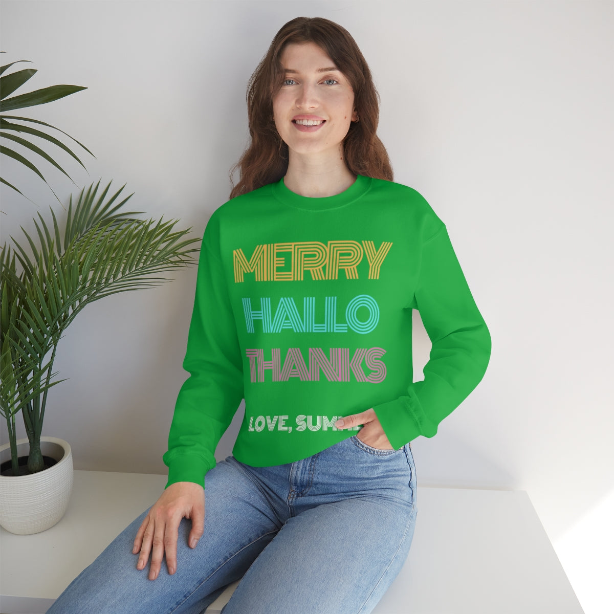 Funny Holiday Sweatshirt, Merry Christmas Halloween, Thanksgiving, Love Summer, Retro Neon Font, Trendy, Vsco Girl, Tumblr Oversized 3 in 1