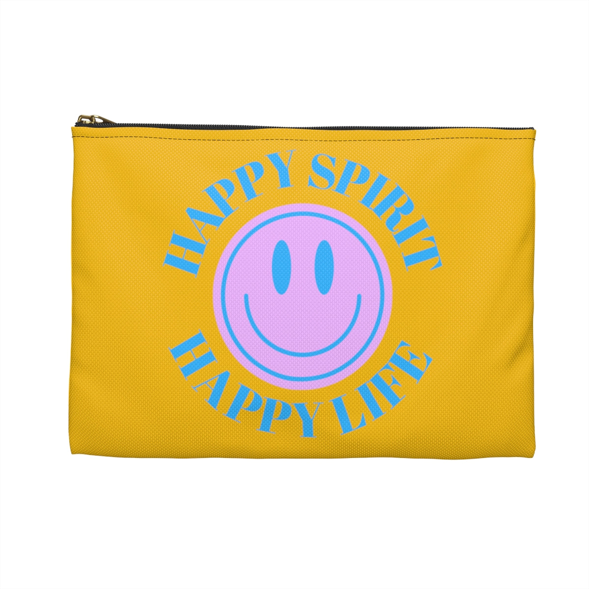 Happy Spirit Happy Life Accessory Pouch, Y2K Pouch, Vsco Girl Make Up Bag, Tumblr Smile Bag, Purple Case, Pencil Case, Travel Case,