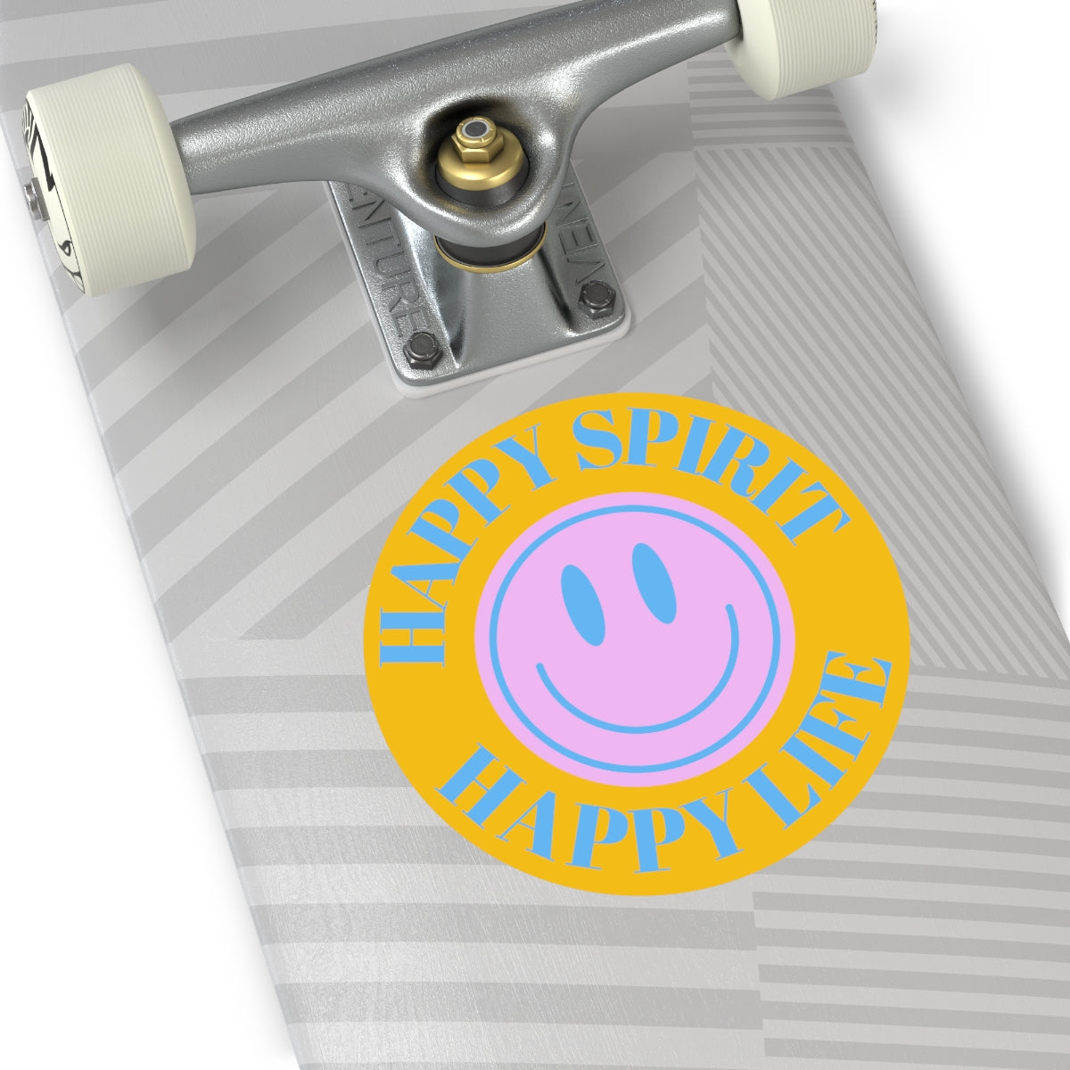 Happy Spirit Happy Life Round Vinyl Stickers, UV Smiley Stickers, Smile Sticker, Tumblr Retro Smile, VSCO Girl, Computer, Skateboard