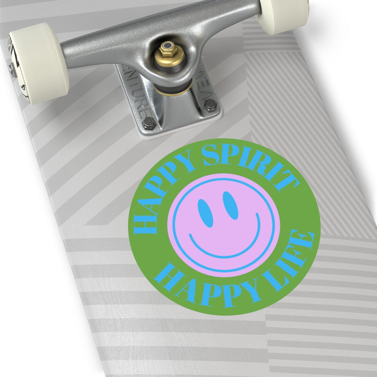 Happy Spirit Happy Life Round Vinyl Stickers, UV Smiley Stickers, Smile Sticker, Tumblr Retro Smile, VSCO Girl, Computer, Skateboard