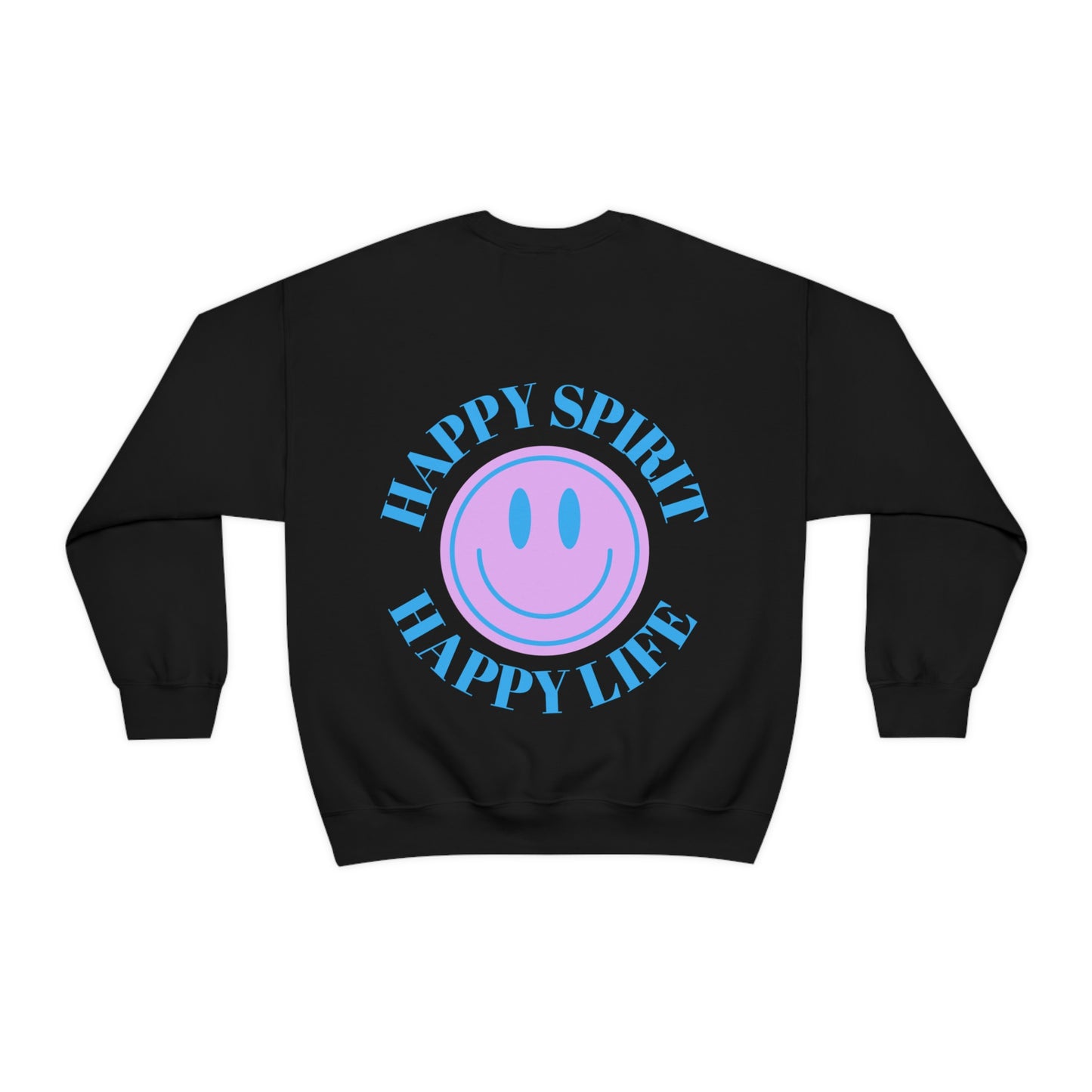 Happy Spirit Happy Life Sweatshirt, Gildan VSCO Girl Crewneck, Oversized Tumblr, Back Print Smile Happy Mind Trendy, Beach Lake Cover Up