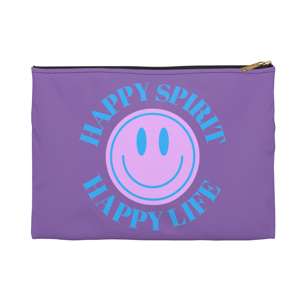 Happy Spirit Happy Life Accessory Pouch, Y2K Pouch, Vsco Girl Make Up Bag, Tumblr Smile Bag, Purple Case, Pencil Case, Travel Case,